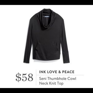 Ink Love & Peace Seni Thumbhole Cowl Neck Knit Top